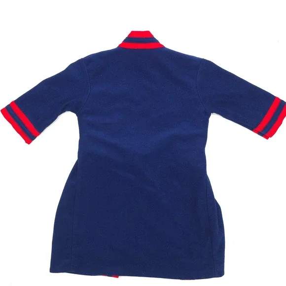 Disney Vintage Robe Mickey Mouse Navy Red Stripe 80s Made in USA Kids Size 5-6 - Picture 2 of 5